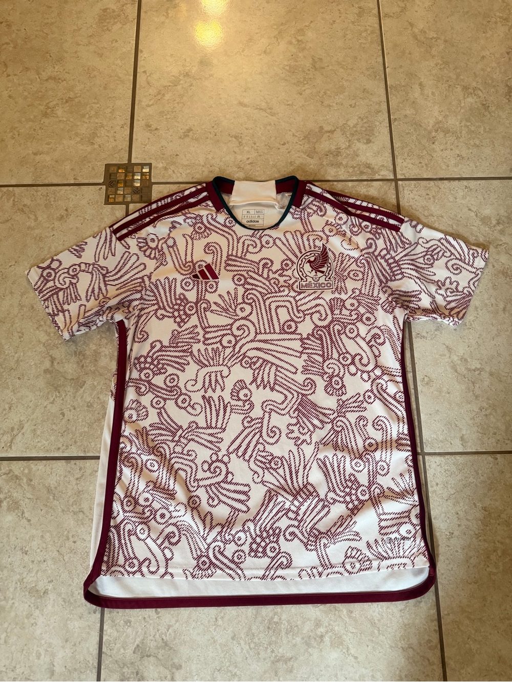 Adidas Mexico National Team White/Burgundy Soccer Jersey Men's Size XL